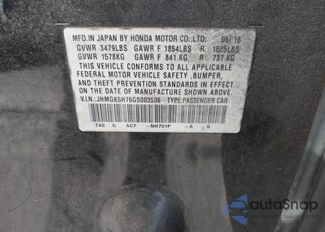 2016 Honda Fit Ex z USA, uszkodzony, nr VIN JHMGK5H76GS003506